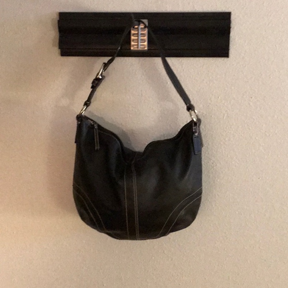 VintageCoach Black Lamb   Leather Hobo